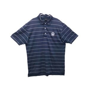 DUNNING SHORT SLEEVE BLUE STRIPED POLO GOLF SHIRT BALD HEAD ISLAND CLUB MENS L